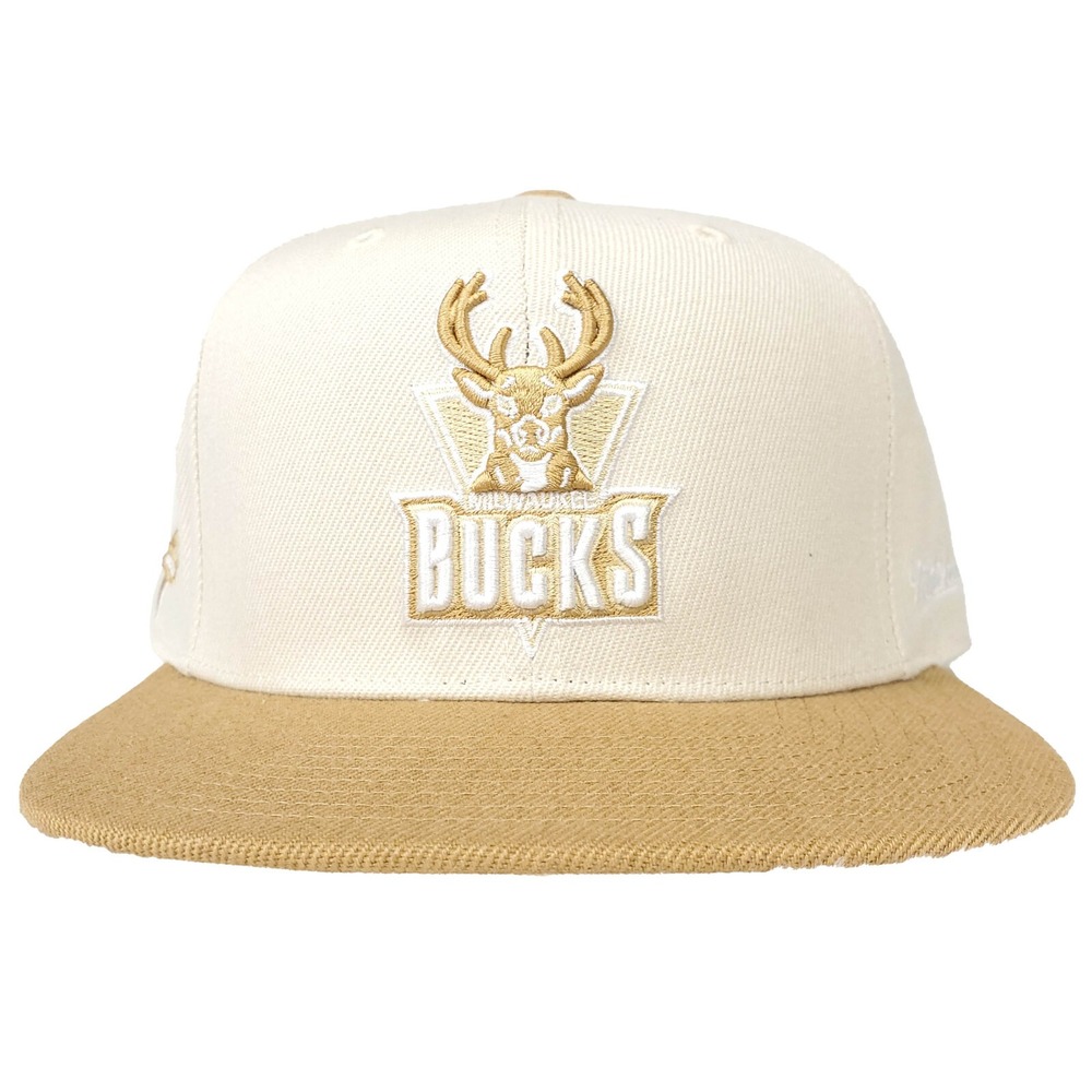 Milwaukee Bucks Mitchell & Ness NBA Fitted 7 3/8 Flatbill‎ Hat Cap 3D Logo New